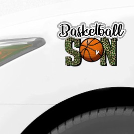 Football Son Sticker, Leopard Print Basketball Vinly Decal for Cars Laptops, Windows, Walls, Fridge, Toilet and More - Sport Theme Stickers 15in