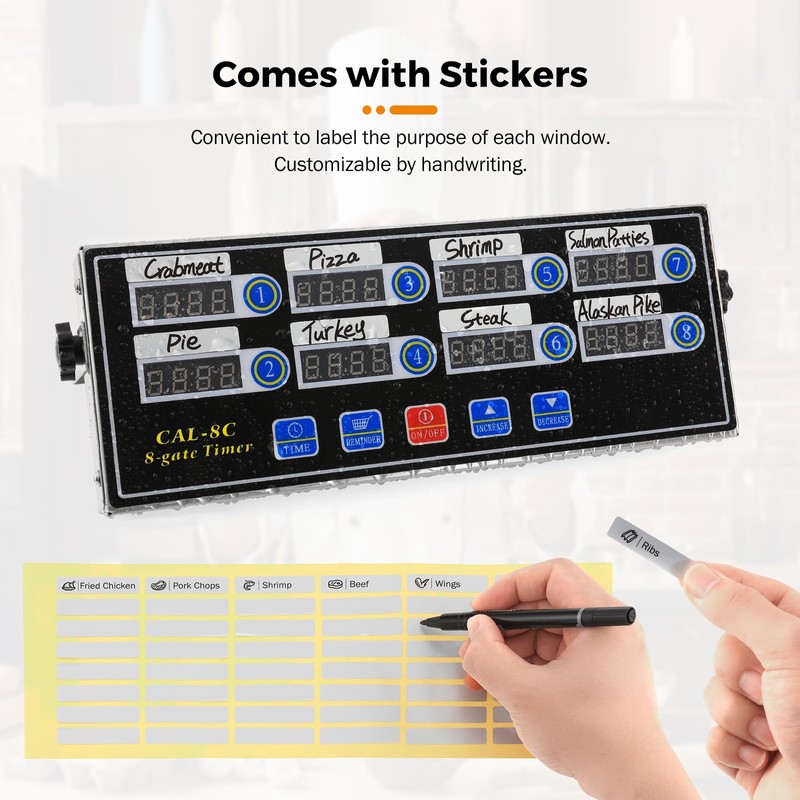 BEAMNOVA 8-Channel Digital Kitchen Timer Commercial Cooking Fryer Reminder Loud