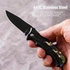 Tactical Folding Pocket Knife 2.56" Black Stainless Steel Blade Camo