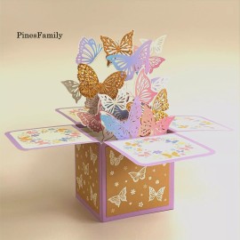 PinesFamily A06-Pop Up Butterfly Box Greeting Card|Birthday/