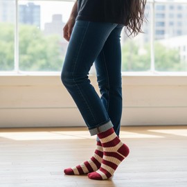 Red Socks for Men and Women - Cotton Socks in Retro Design | Striped & Plain Models | Comfortable & Breathable Leisure Socks | Gift Idea Christmas, striped