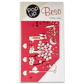 | PopUp Desplegable Decorativo de Cartulina Recortada a Laser | Tema Beso | Decoración Souvenir Recuerdo de México