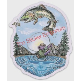 Fly GD Fly Fishing Bear Trout Reel / Pole Phish Sticker Hiking Decal