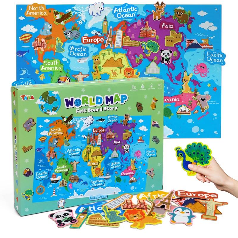 Taika World Felt Set, Felt World Map with World Famous