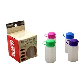 Set of 4 Mini Salt and Pepper Shakers – 1oz BPA-Free Plastic with Snap Top Lids, Assorted Colors, Compact Design for Travel, Camping, Picnics, and Lunch Boxes by Dependable Industries