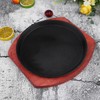 DOITOOL Nonstick Sizzling Steak Plate with Wooden Base Cast Iron