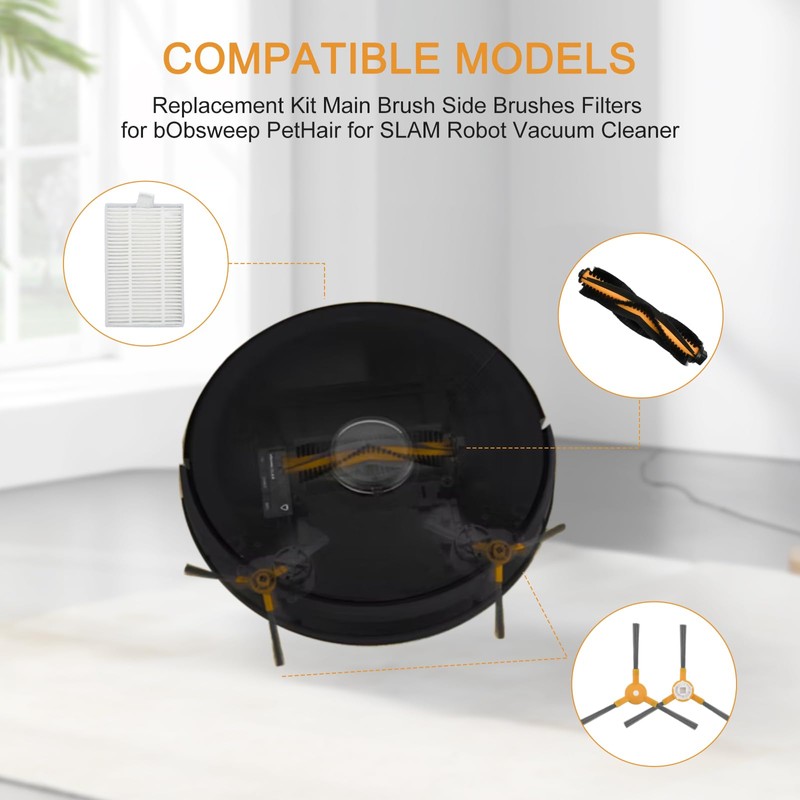 1 Main Brush 4 6 Side Brushes Replacement Kit for