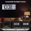 WallarGe Backlight Digital Wall Clock Battery Operated - with Temperature