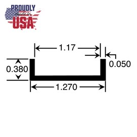 Outwater Satin Finish 1-11/64'' Aluminum U-Channel 46'' Length (Pack of 2) Alu450-S C-Channel