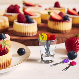 Cocktail Forks, 6-Piece Appetizer Forks, Fruit Shapes, Stainless Steel and Silicone Small Forks for Fruits, Cheese, Appetizers