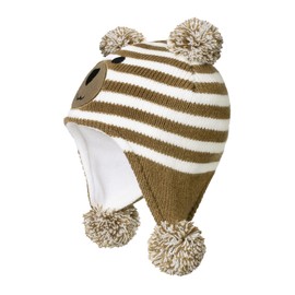 Durio Baby Hat Girls Boys Toddler Earflap Beanie Warm Knitted Hat Winter Hat with Bobble, Set of 2 coffee and navy