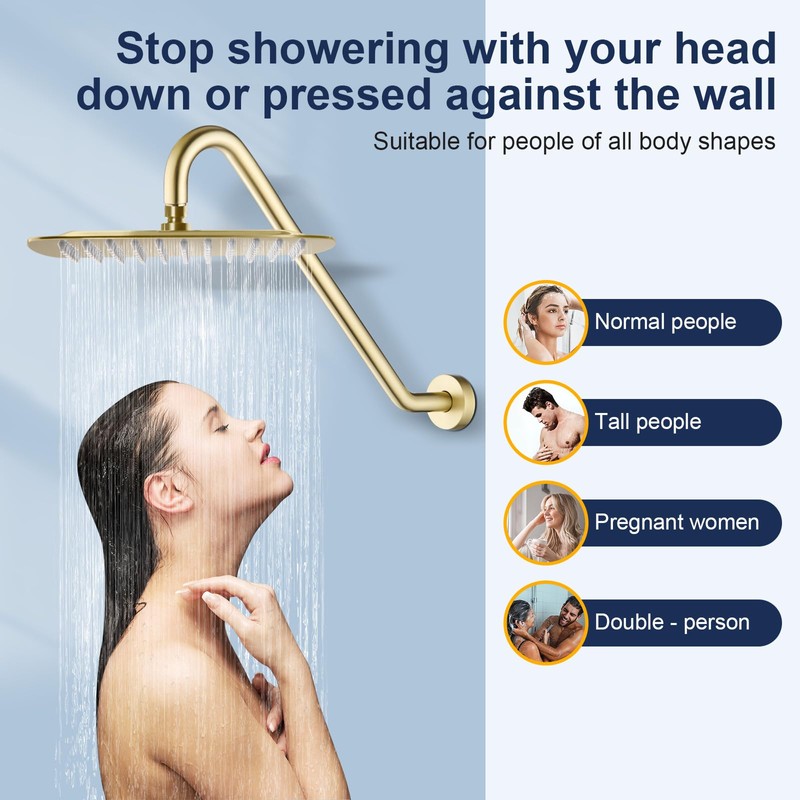 Shower Extension Arm with Flange Uvish 17" Shower Head Riser