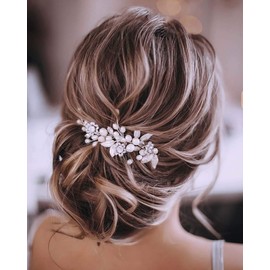 Unicra Bride Wedding Crystal Hair Vines Flower Leaf Headpieces Bridal Hair Accessories for Women and Girls (Rose Gold)