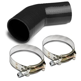 2.5 inches to 2.75 inches 45 Degree Elbow 4-Ply Turbo/Intake/Intercooler Piping Silicone Coupler Hose+T-Clamp (Black)