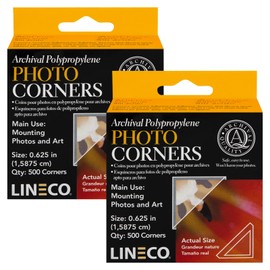 Lineco Infinity 0.625" Acid-Free Archival Photo Corners Self Adhesive, Pressure Sensitive, Non-Yellowing, Mount Corners for Pictures, Scrapbook, DIY, Displaying Pictures (Pack of 500), 2 Pack