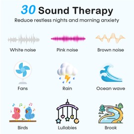 Wkzay White Noise Sound Machine: 30 Non-Looping Sleep Sound Therapy for Adults - Noise Canceling for Bedroom, Adjustable Night Light & Timer, Built-in Alarm Clock