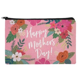 Happy Mother's Day Mom with Flowers Makeup Cosmetic Bag Organizer Pouch