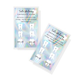 Boutique Marketing LLC Teeth Whitening Loyalty Discount Cards | 50 Pack | Size 2x3.5 Inches inch Business Card | Matches Teeth Whitening Aftercare Card | Non-Reflective Matte Rainbow