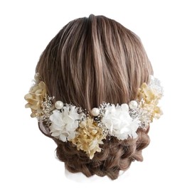 [Lomeri] Romeri Hair Ornament, Blush Grass, Hydrangea and Pearl, 12 Piece Set, W12 (White Gold)