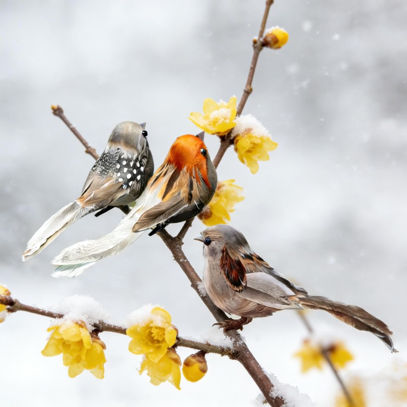TUESMEILL Artificial Birds for Crafts Clip On Bird Ornaments Artificial