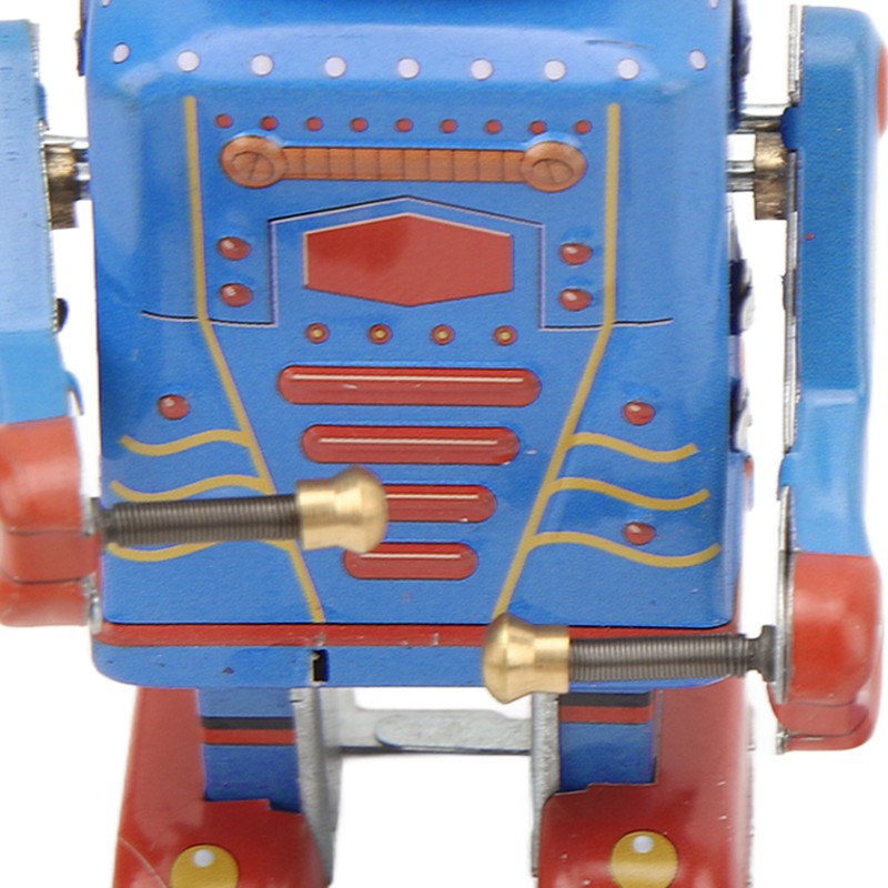 Clockwork Drumming Robot Toy Tinplate Retro Hand Made Drum Wind