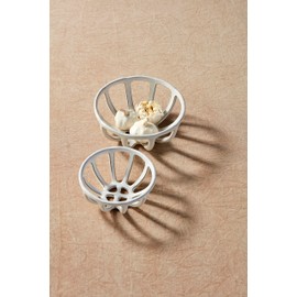 Mud Pie Ceramic Fruit Basket Set, Small 2 1/2" x 6" Dia | Large 3 1/2" x 8 1/2" Dia