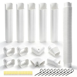 Rogvoc Mini Split Line Set Cover Kit,15 Pcs PVC Pipe Guard Removable Panels Copper Protection, for Minisplit and Heat Pump,6.5 Ft Decorative PVC Slim Line Cover