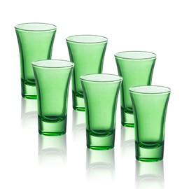 M&N HOME Green 2 Oz Shot Glasses, Set of 6, Heavy Base, Christmas Gift