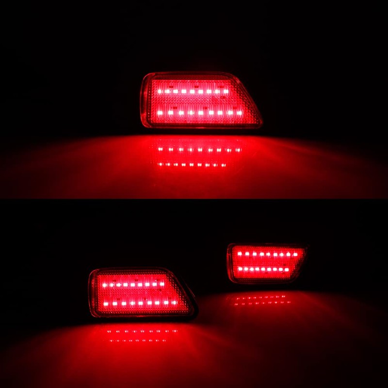 TurningMax 2x Red lens Red LED Rear Bumper Fender Side