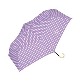 Wpc. 1663-214-002 Folding Umbrella, Bicolor Gingham Mini Purple Rain Umbrella, Ribs, 19.7 inches (50 cm), Lightweight, Rain or Shine, Women's, Women's, Commuting to Work, School, Stylish, Cute, Girly