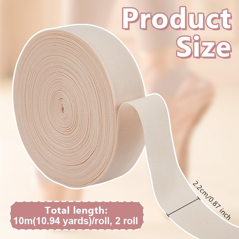 OLYCRAFT 20m Ballet Elastic Pointe Shoe 22mm Satin Stretch Ribbon