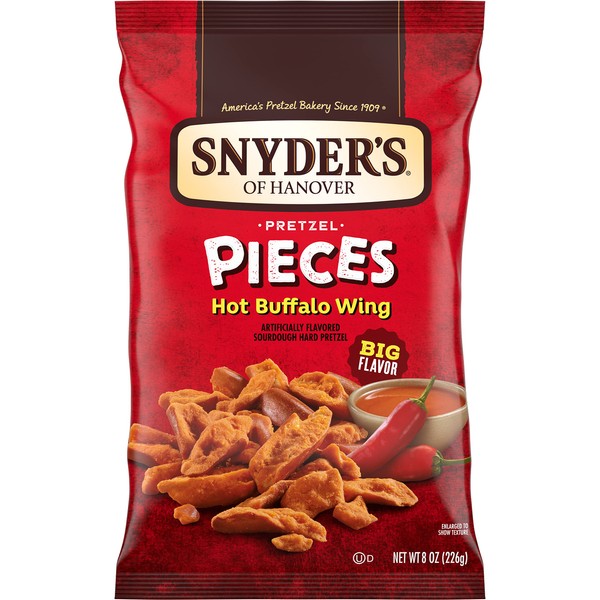 Snyder's of Hanover Pretzel Pieces, Hot Buffalo Wing, 8 Oz (Pack of 6)