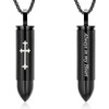 Oinsi Double-Side Engraving Cross &Mom/Dad/Son Keepsake Memorial Jewelry -Black Bullet