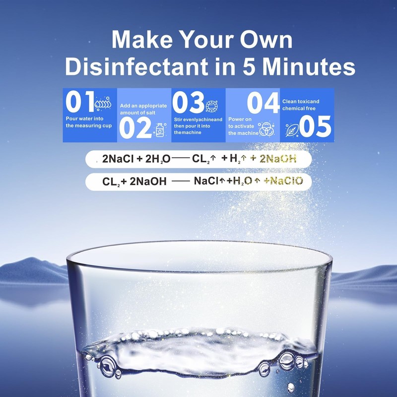 Hypochlorous Acid & Sodium Hypochlorous Solution Generator, 2000ML Capacity Portable