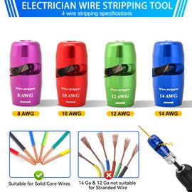 US Regulations Wire Stripping for Drill,8 In 1 Professional Electrician Wire Stripping Twister Tool,Wire Nut Twister (Multicolor(8-14AWG))