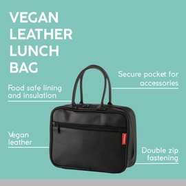 Typhoon PURE Lunch Bag | Vegan Leather and 2mm Food Safe Insulation | Keep Food Cool On the Go | Black, 85mm x 290mm x 210mm