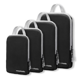 WOOMADA Compression Packing Cubes for Suitcases Travel Essentials 4 Set Expandable Travel Bags Organizer for Luggage(black)