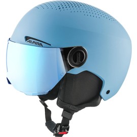 ALPINA Children's Zupo Visor Q-lite Ski Helmet, Smoke-Blue Matt, 48-52