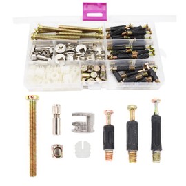 binifiMux 90pcs Crib Screws Furniture Cam Lock Connecting Screws Nuts Assortment Kit,Hex Socket Cap Screws/Cam Fitting/Dowel/Pre-Inserte for Cabinets Cupboards Chairs Boards Headboards