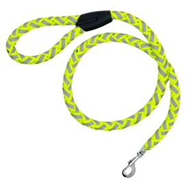 Padded Dog Lead Reflective with Handle, 1.2 m x Diameter 2 cm, for Daily Walking and Training, Suitable for Small, Medium and Large Dogs (Neon Yellow)