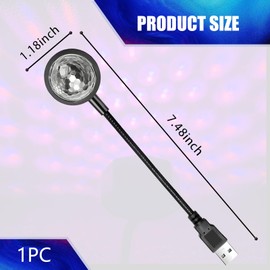 waswale 1 PC Car LED Interior Atmosphere Light, 7.48" x 1.18" 360 Degree Voice-Controlled Starry Projector Light, USB Port Plug and Play Romantic Night Light, Universal for Car Party (Multicolored)