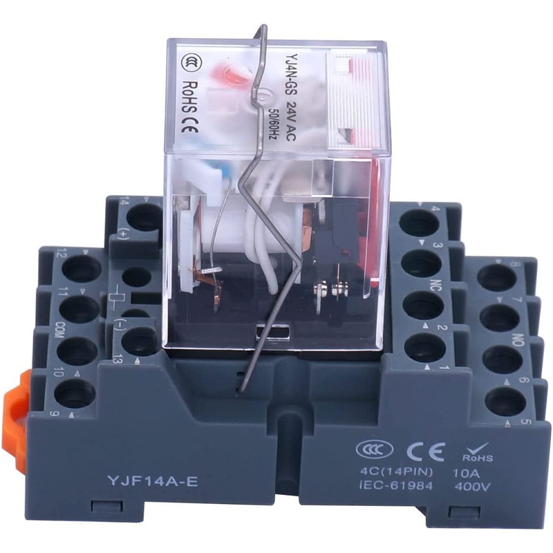 Taiss/AC 24V LED Indicator Electromagnetic Coil Relay 14 Pins 10A