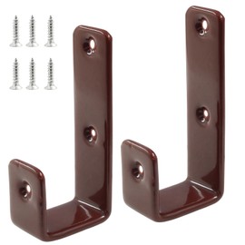 Waziaqoc 2 Pack Bed Ladder Hooks Brackets, 1 Inch J Hook Hanger with PVC Coated, 25 mm Heavy Duty Hardware Utility Hook, with Mounting Screws (Coffee Color)
