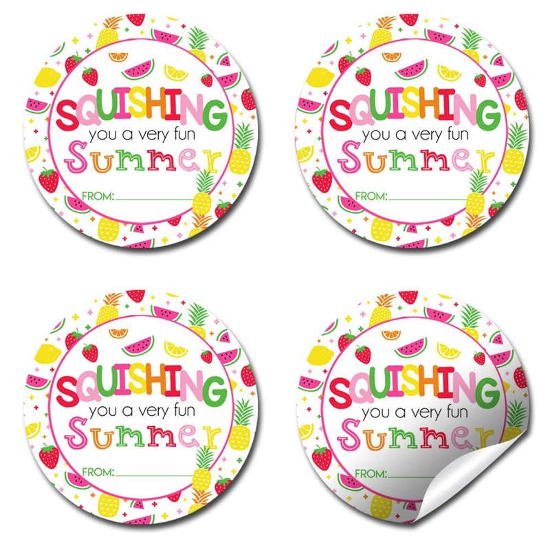 Squish Toy Squishing You a Very Fun Summer Sticker Labels,