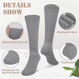 YSense 6 Pairs Slouch Socks Women, Knee High Long Boot Stocking for Women Girls, Soft Knit Casual Crew Slouchy Scrunch Socks Bulk for Spring Summer Winter