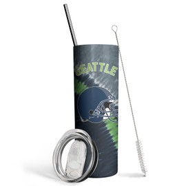 20oz Skinny Tumblers with Lid and Straws, Football Fan Gift for Reusable Travel Mug Keeps Drinks Cold & Hot Stainless Steel Insulated Tumbler