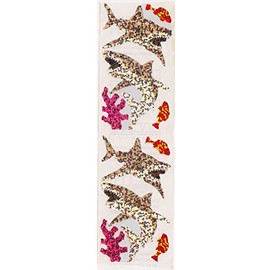 Sharks and Pink Coral Glitter Stickers - 2 Sheets