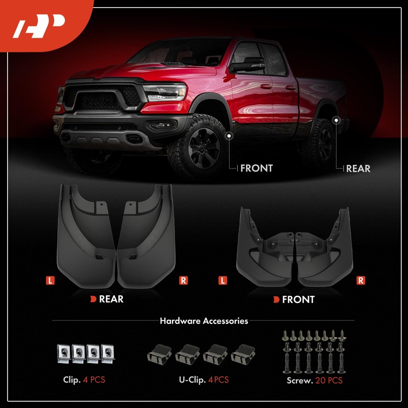 A-Premium Set of 4PCS Mud Flaps Splash Guards Mudguards Mudflaps