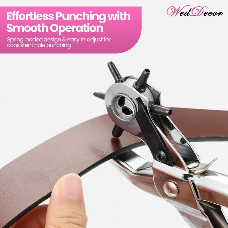 WedDecor Revolving Leather Hole Punch Plier Tool – 6 Sizes
