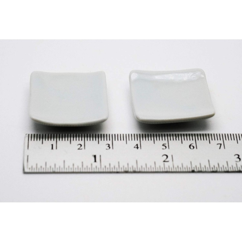 Set of 10 Ceramic Plates and Bowls, Square Shape, White,